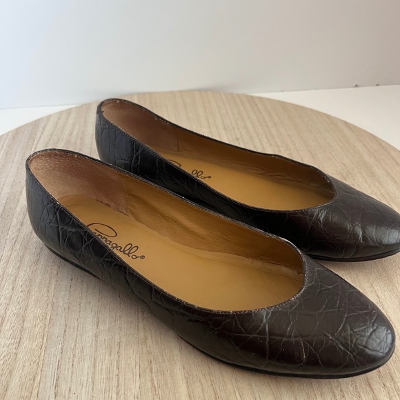 Pappagallo Women’s Brown Leather Ballet Flats Size 8M Made in Brazil Vintage - Picture 1 of 8